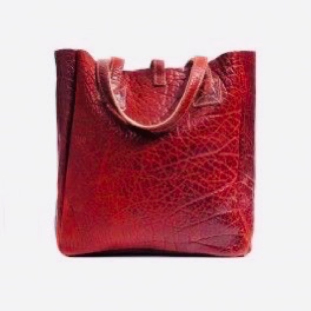 Mulholland Brothers Leather Box Tote in Red